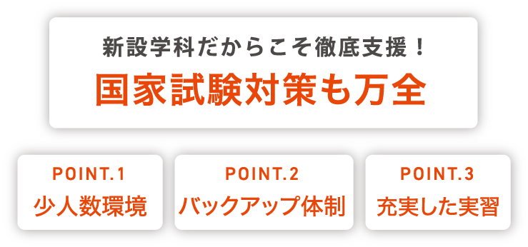 新設学科だからこそ徹底支援！国家試験対策も万全